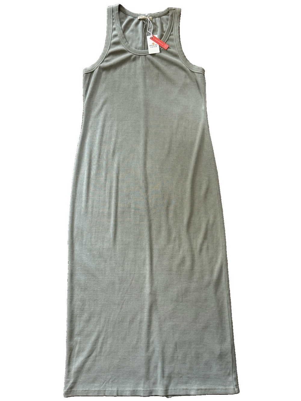 Marine Layer Lexi Sun-In Dress XL Faded Olive Ribbed Maxi Coastal Casual NWT - Picture 9 of 11